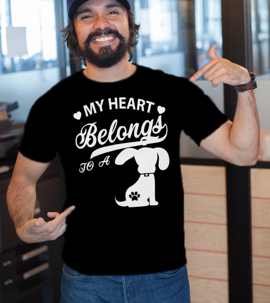 My Heart Belongs To A Dog With Paw Print And Hearts T-Shirt