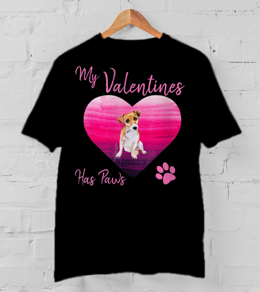 My Valentines Has Paws Jack Russell Terrier Dog Heart Valentine T-Shirt