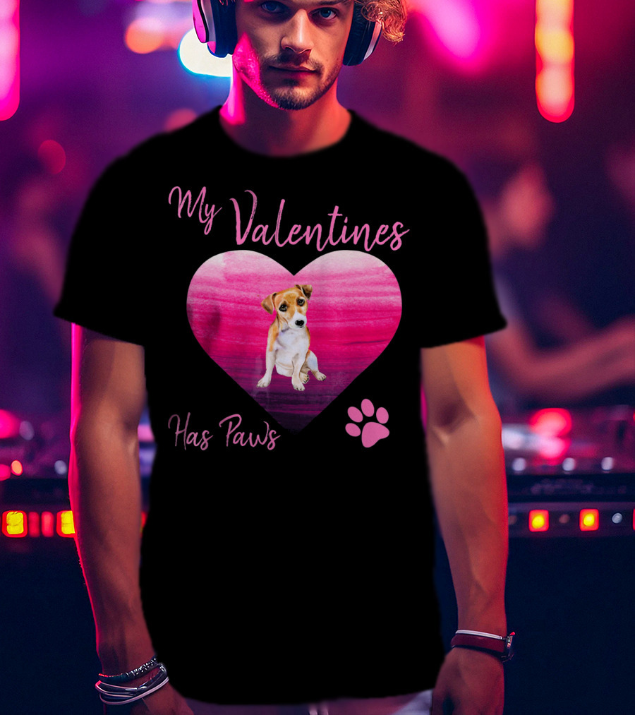 My Valentines Has Paws Jack Russell Terrier Dog Heart Valentine T-Shirt