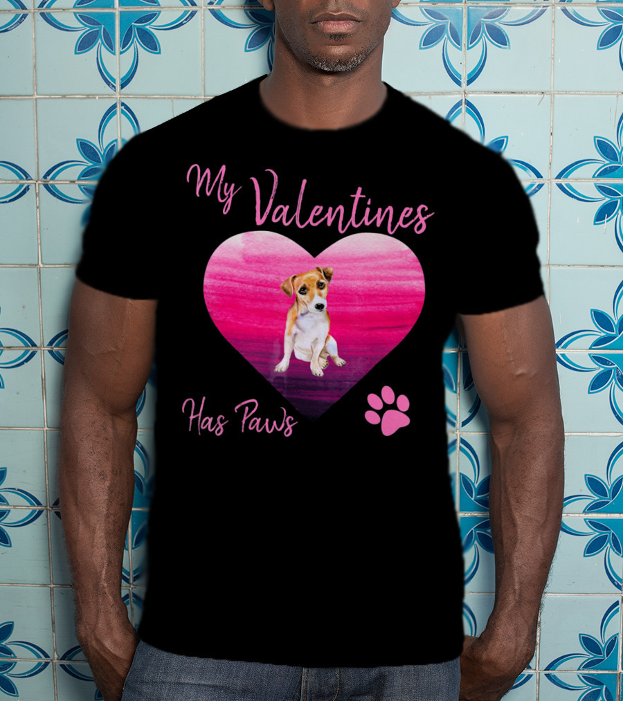 My Valentines Has Paws Jack Russell Terrier Dog Heart Valentine T-Shirt