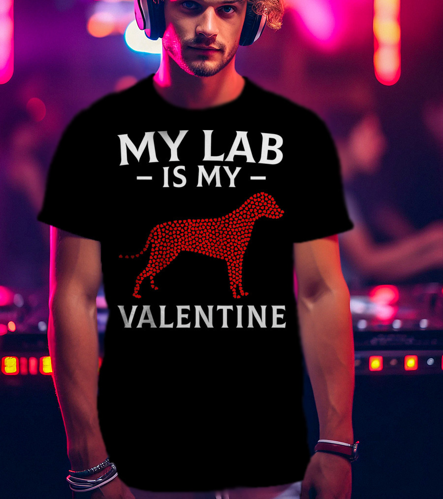 My Lab Is My Valentine Labrador Dog Love Hearts T-Shirt