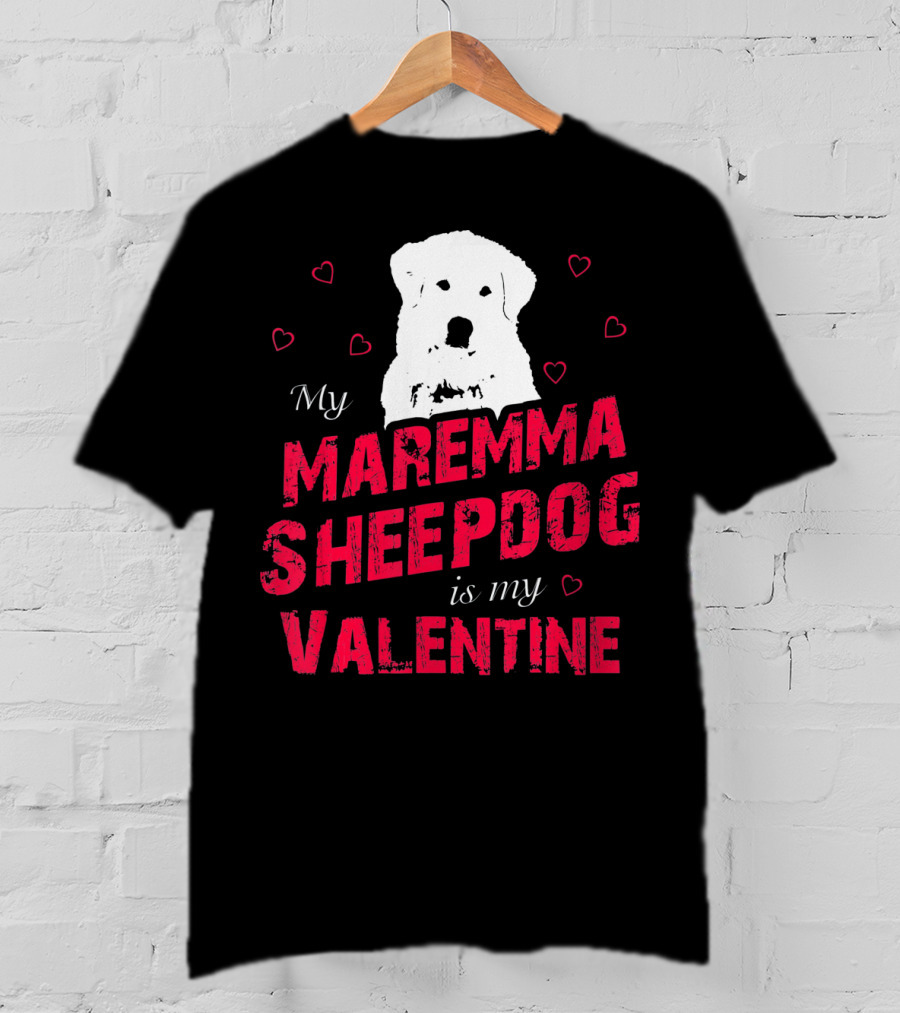 Maremma Sheepdog Valentine Love With Heart Accents T-Shirt