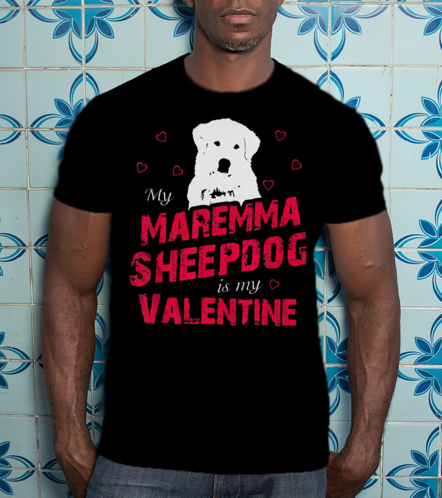 Maremma Sheepdog Valentine Love With Heart Accents T-Shirt