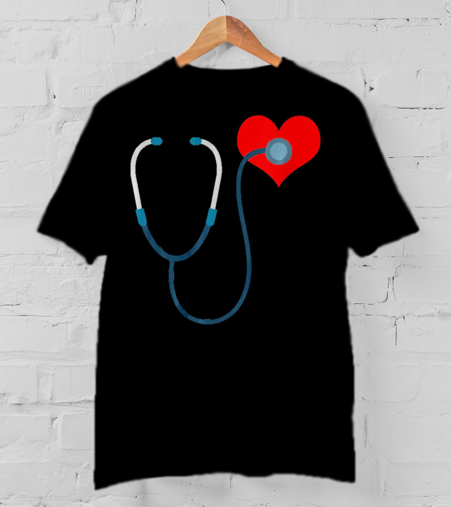 Nurse Valentine's Day Heart Stethoscope T-Shirt