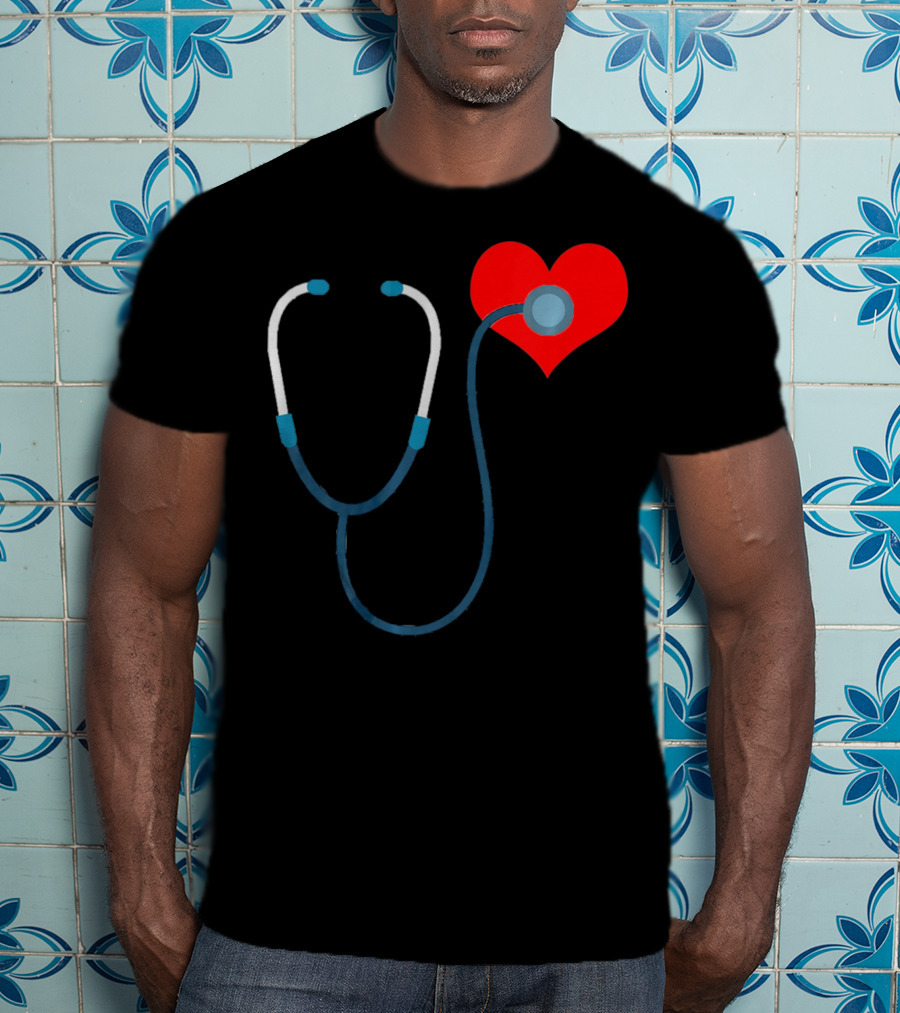 Nurse Valentine's Day Heart Stethoscope T-Shirt