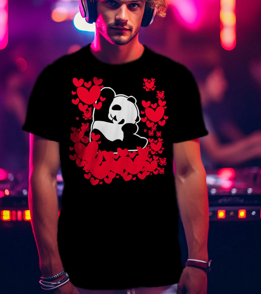 Panda Love Valentines Day Cute Heart Panda Valentines Day T-Shirt