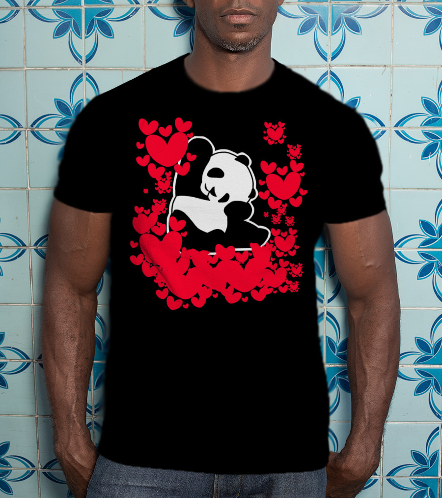 Panda Love Valentines Day Cute Heart Panda Valentines Day T-Shirt