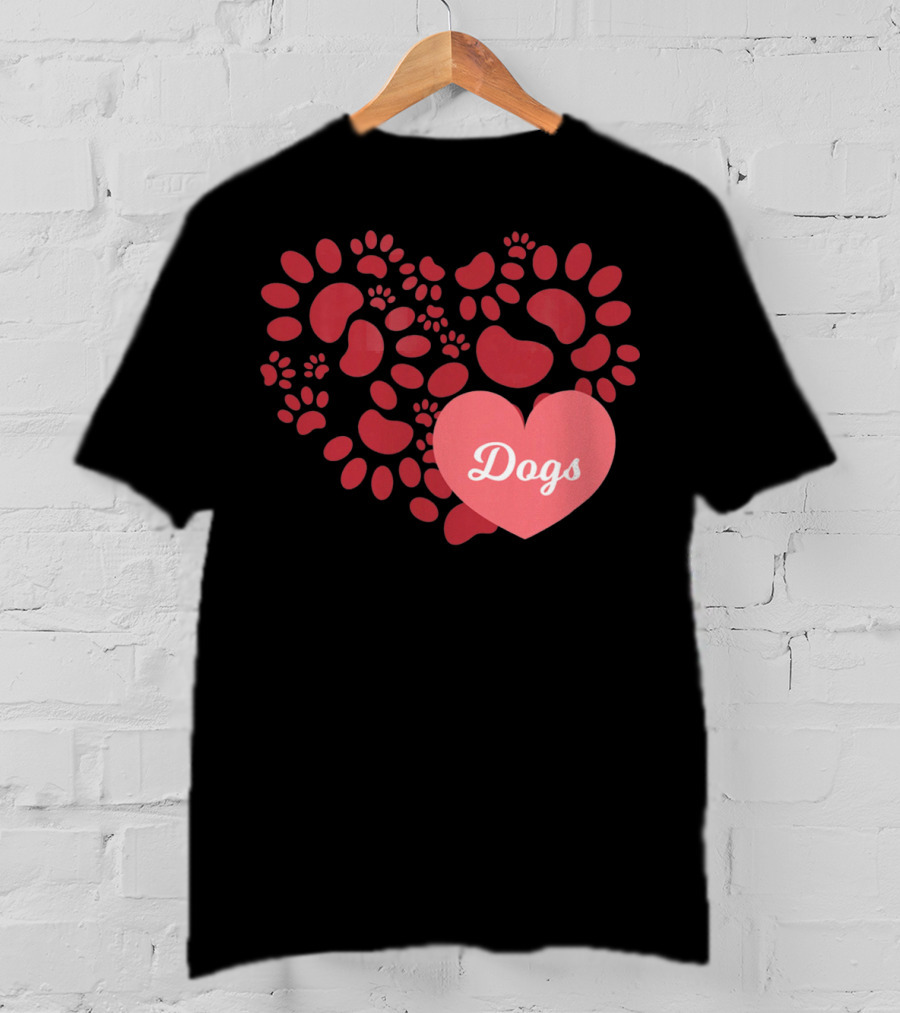 Paw Print Heart Dogs Mom And Pet T-Shirt