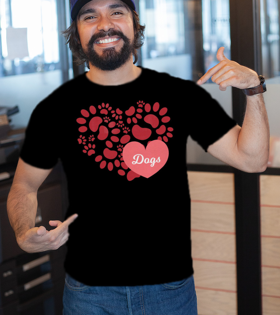 Paw Print Heart Dogs Mom And Pet T-Shirt