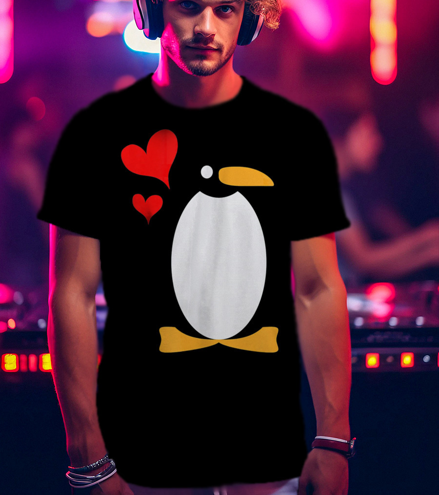 Penguin With Red Hearts T-Shirt