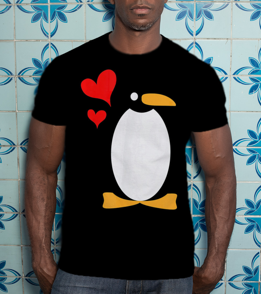 Penguin With Red Hearts T-Shirt