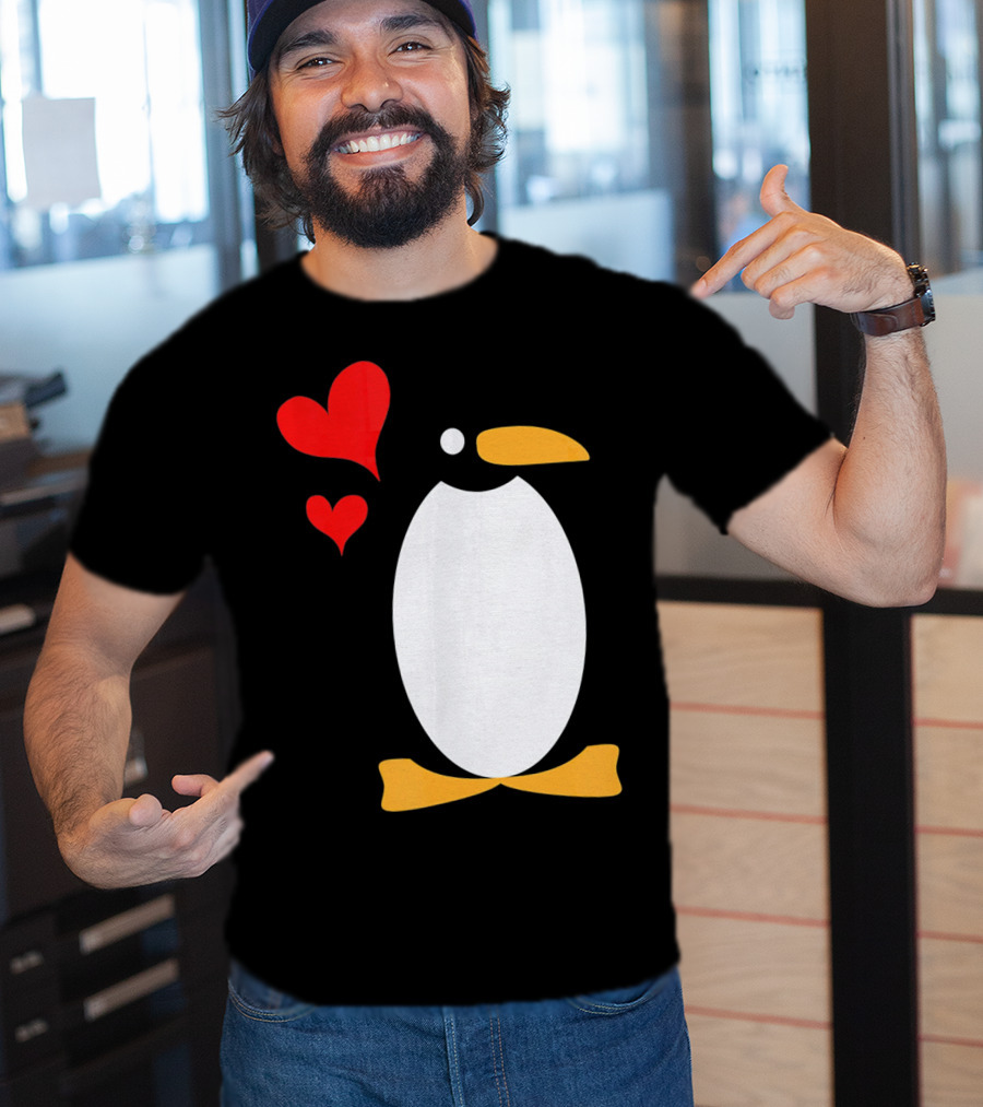 Penguin With Red Hearts T-Shirt