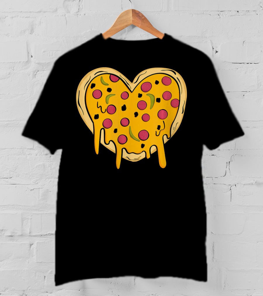 Pepperoni Pizza Heart Valentine's Day T-Shirt