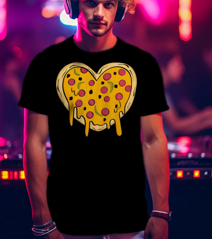 Pepperoni Pizza Heart Valentine's Day T-Shirt