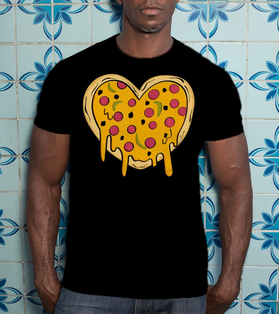 Pepperoni Pizza Heart Valentine's Day T-Shirt