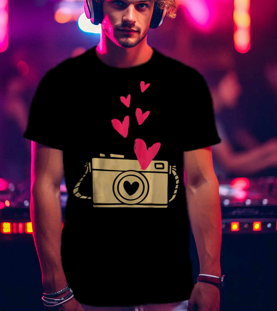 Love Camera Hearts Valentine's Day Photographers T-Shirt