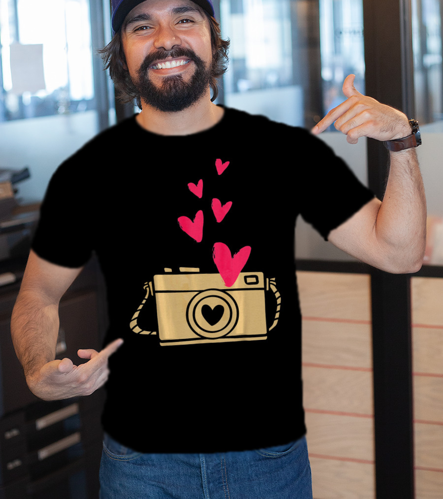 Love Camera Hearts Valentine's Day Photographers T-Shirt