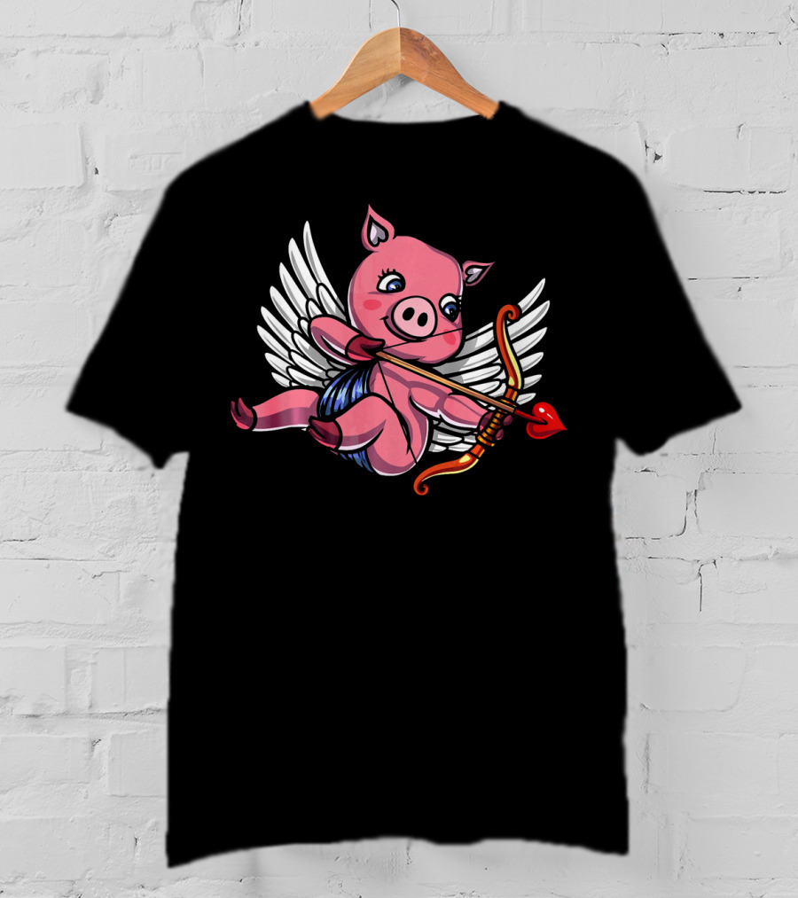 Cupid Pig Valentines Day Love Women T-Shirt
