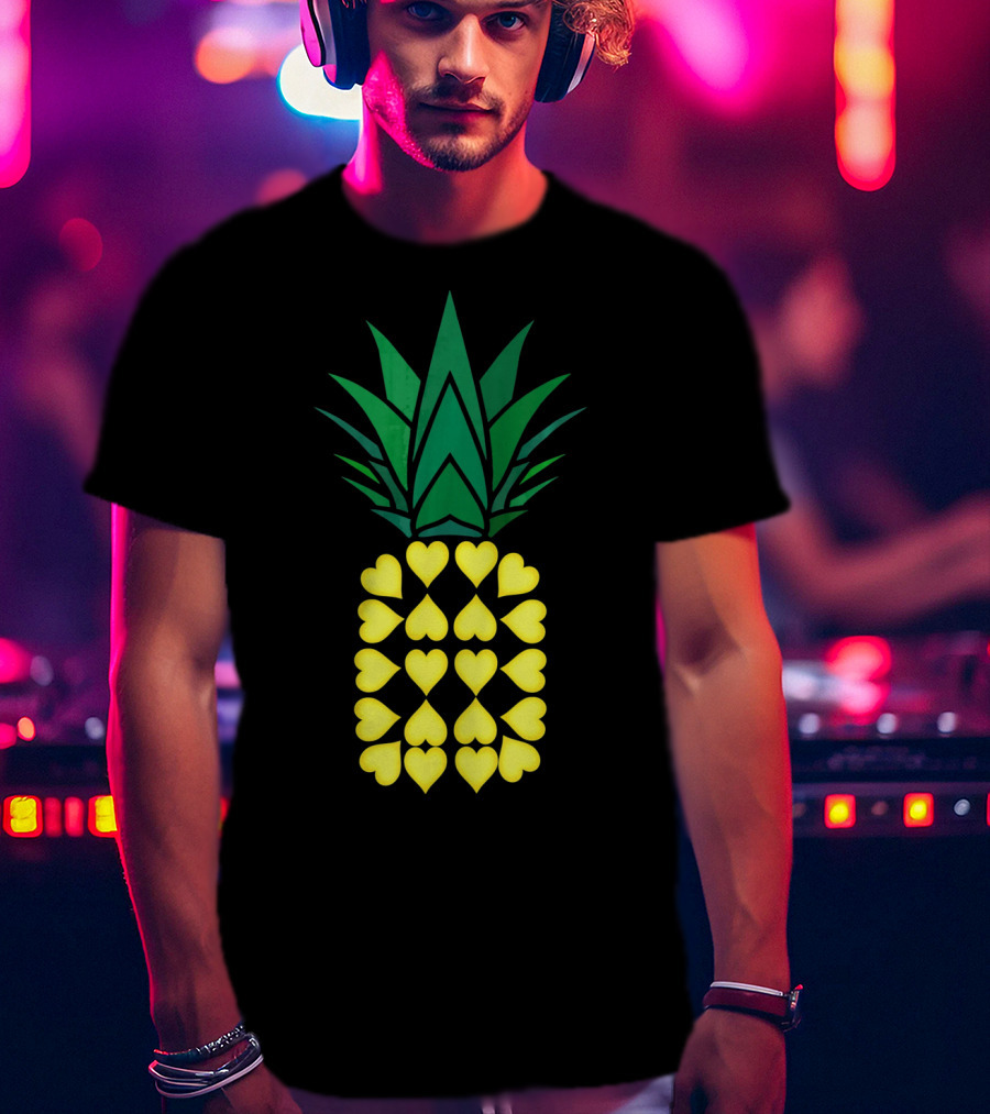 Pineapple Heart Pattern Valentine Day T-Shirt