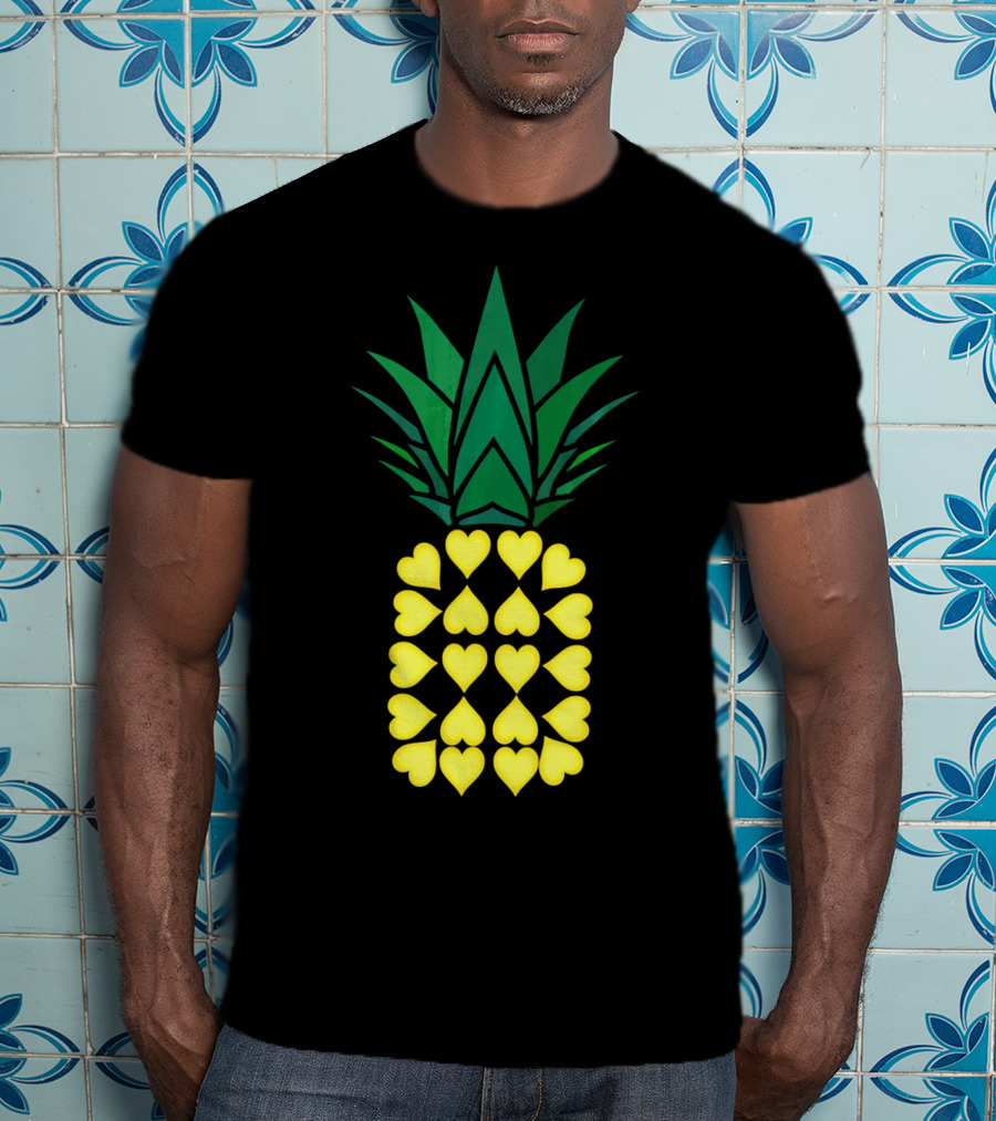 Pineapple Heart Pattern Valentine Day T-Shirt
