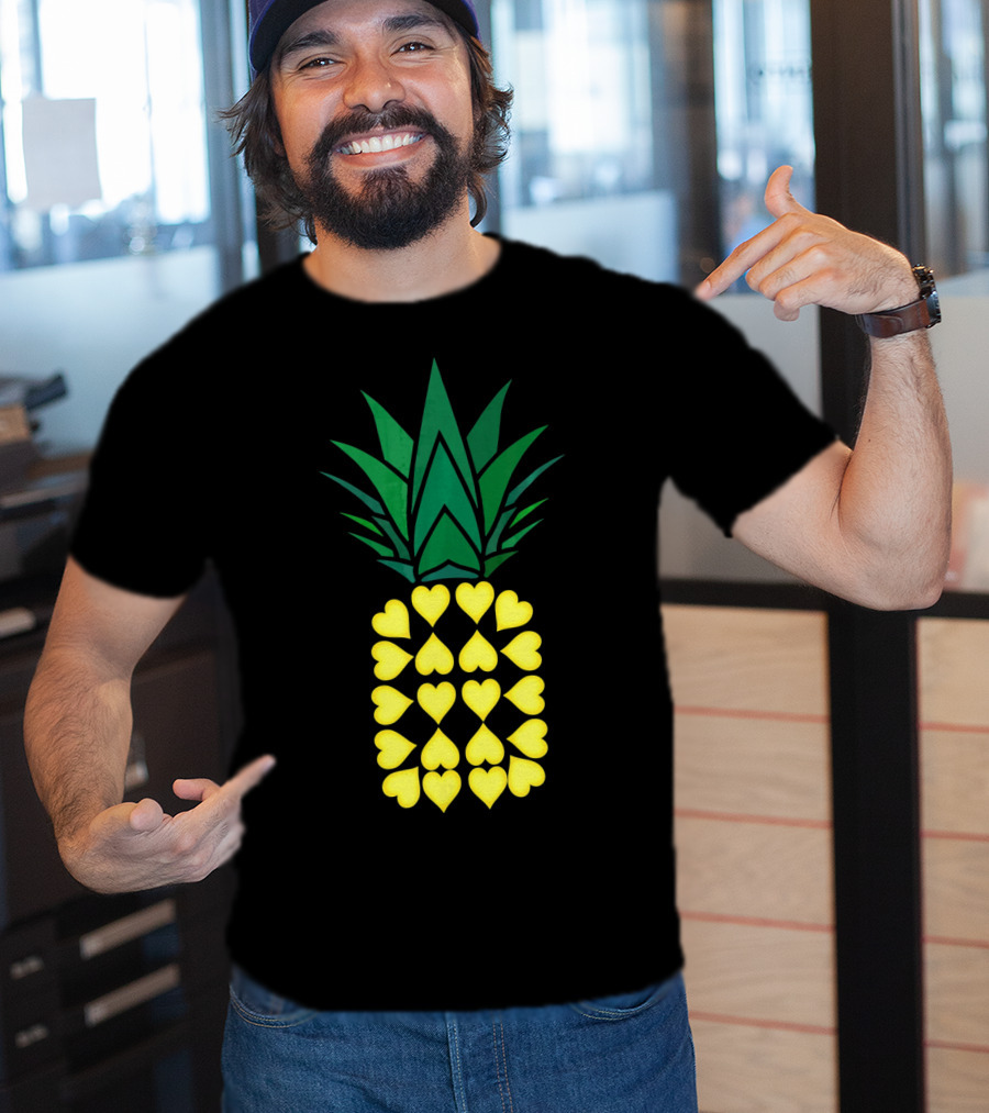 Pineapple Heart Pattern Valentine Day T-Shirt