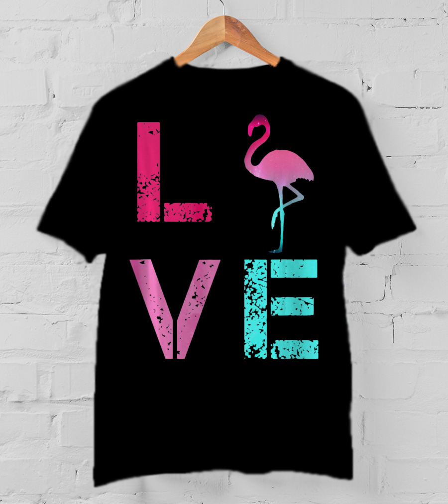 LOVE Pink Flamingos Valentine T-Shirt