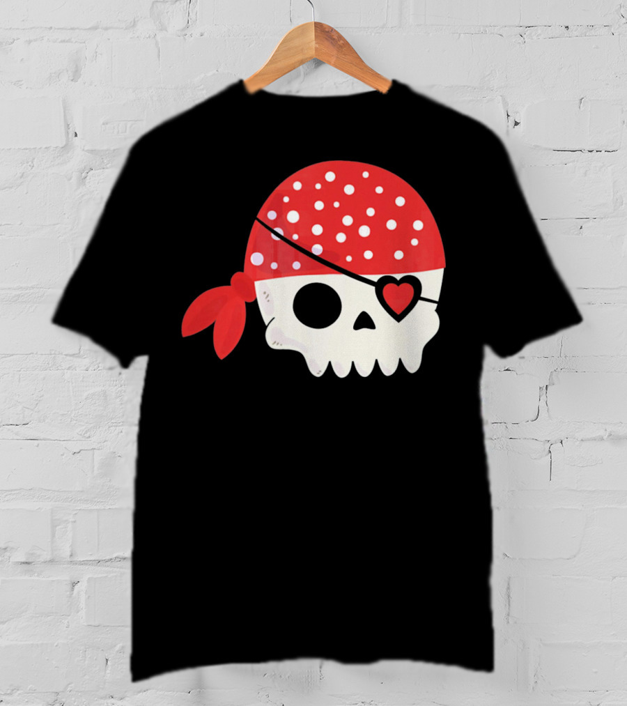 Pirate Skull With Heart Eyepatch I Steal Hearts Valentines T-Shirt