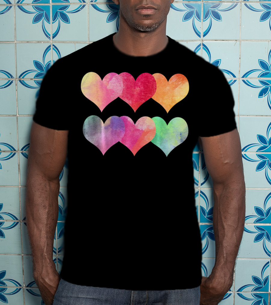 Adorable Pastel Hearts Valentines Day Love T-Shirt