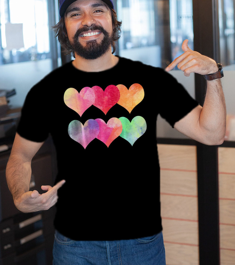 Adorable Pastel Hearts Valentines Day Love T-Shirt