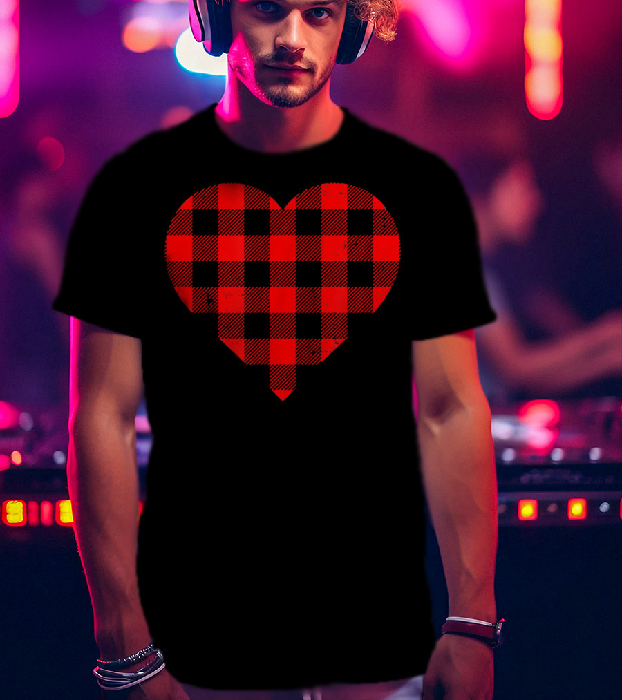 Buffalo Plaid Checkered Heart T-Shirt