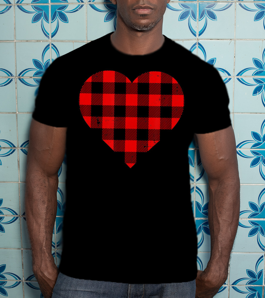 Buffalo Plaid Checkered Heart T-Shirt