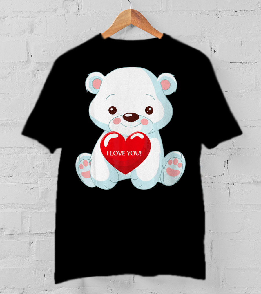 Polar Bear Holding Heart I Love You T-Shirt