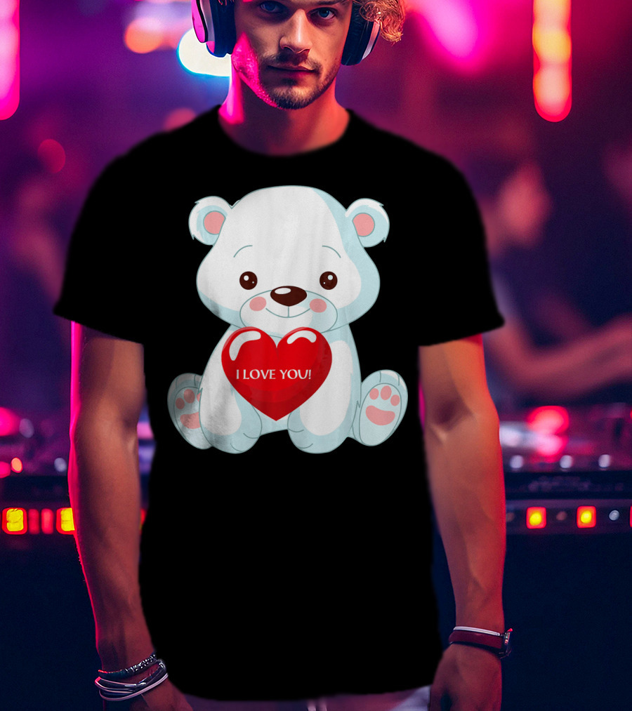Polar Bear Holding Heart I Love You T-Shirt