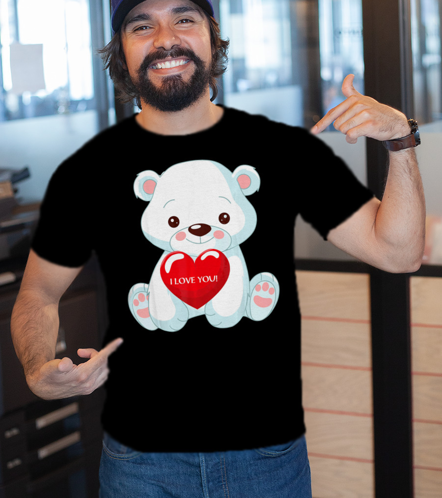 Polar Bear Holding Heart I Love You T-Shirt