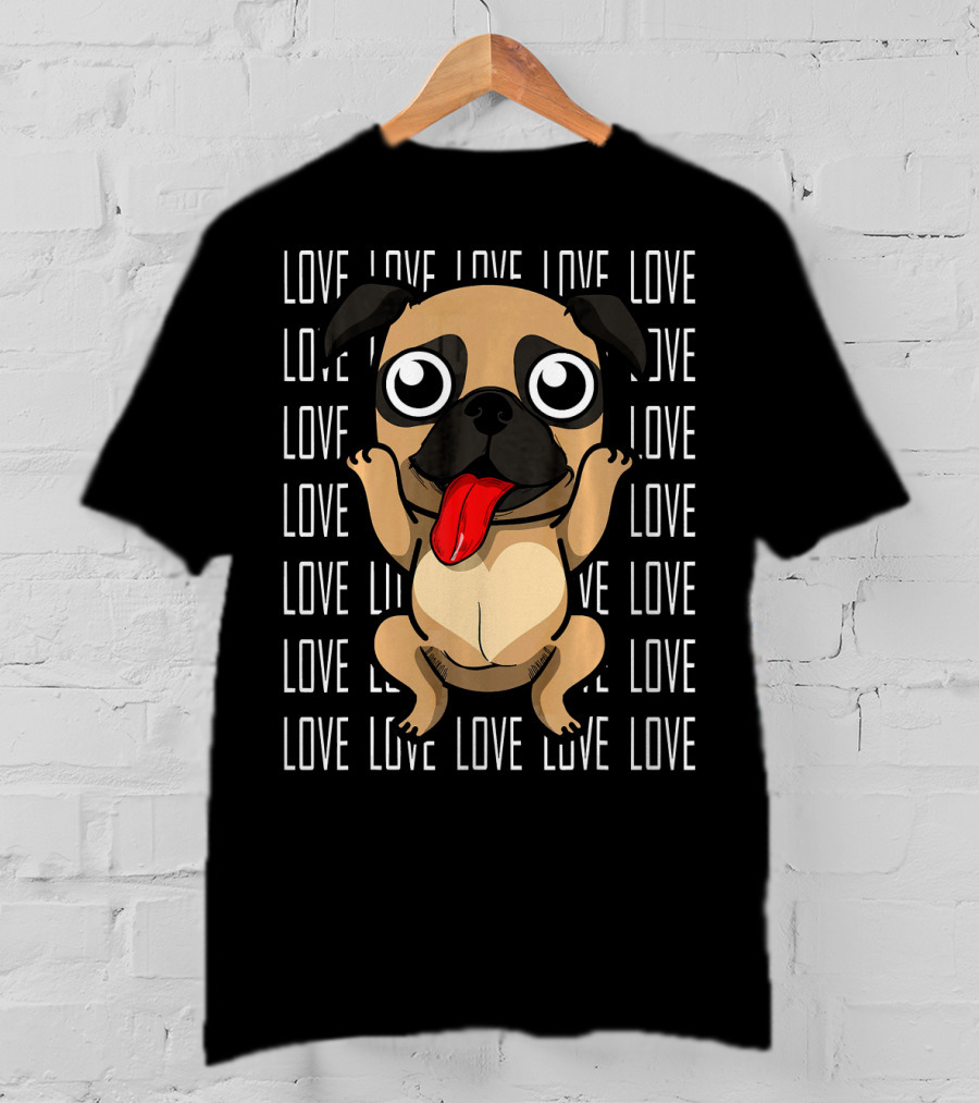 Love Pug Valentines Day Dog Lovers Pug T-Shirt