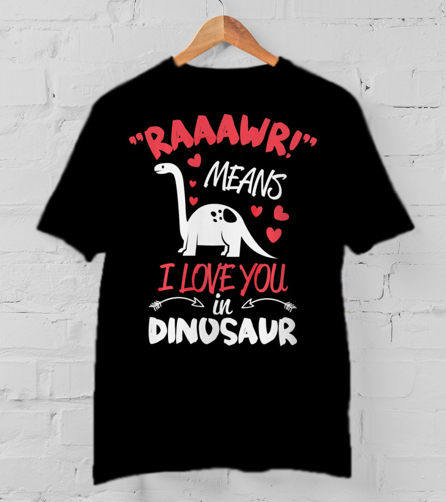 Raawr Means I Love You In Dinosaur Valentine T-Shirt