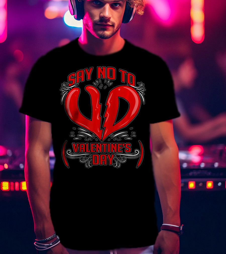 Say No To V.D. (Valentine's Day) Anti Val Heart T-Shirt