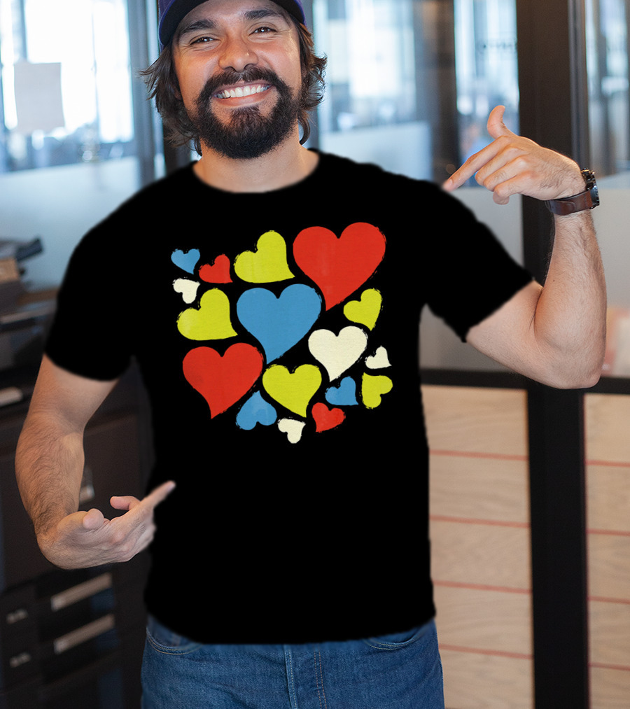 Retro Multicolor Hearts For Valentine's Day T-Shirt