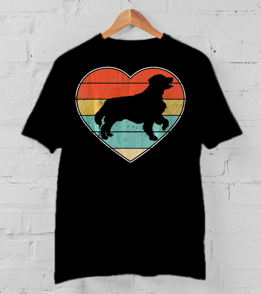 Retro Vintage Golden Retriever Silhouette Heart T-Shirt