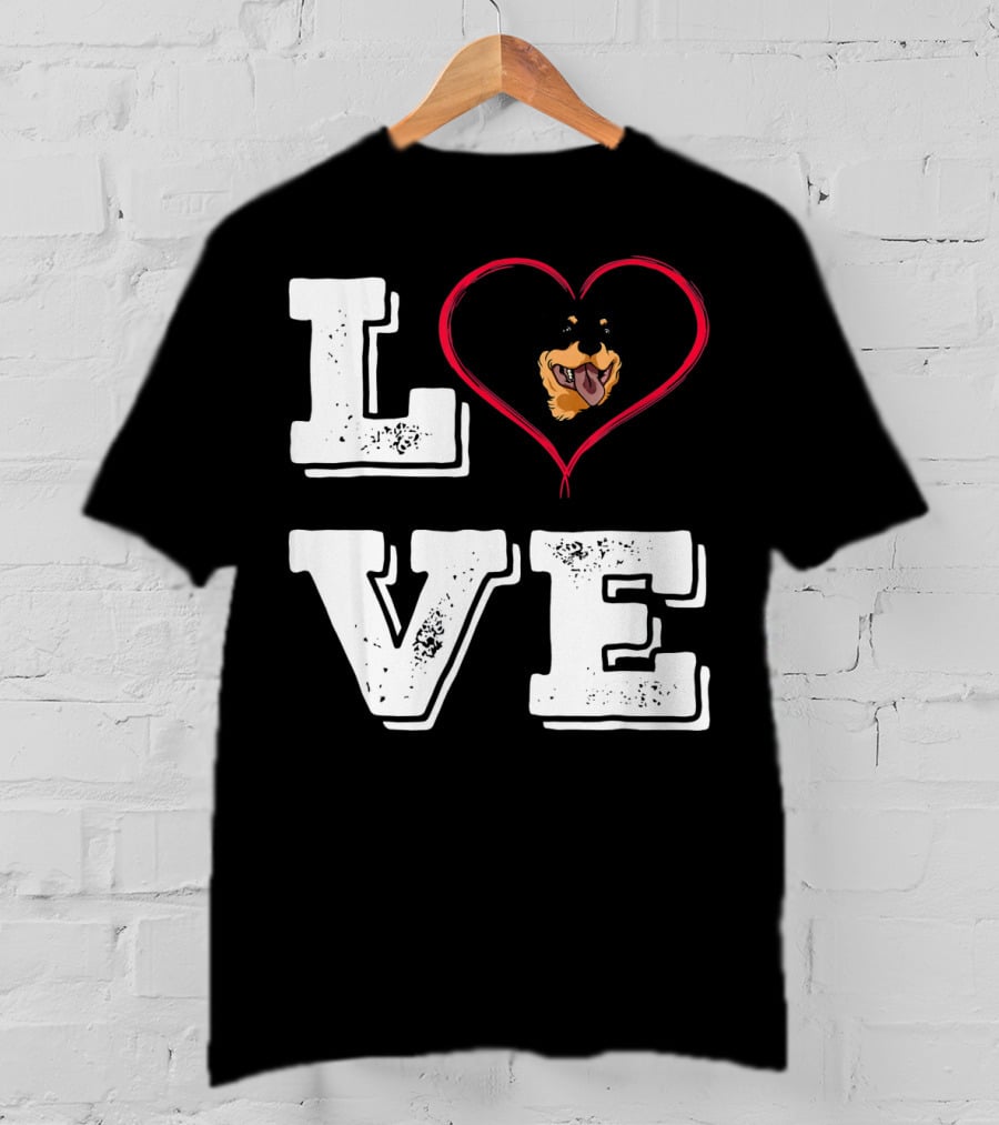 LOVE Rottweiler Lover Dog Heart Face T-Shirt