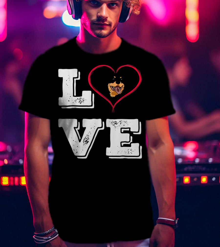 LOVE Rottweiler Lover Dog Heart Face T-Shirt