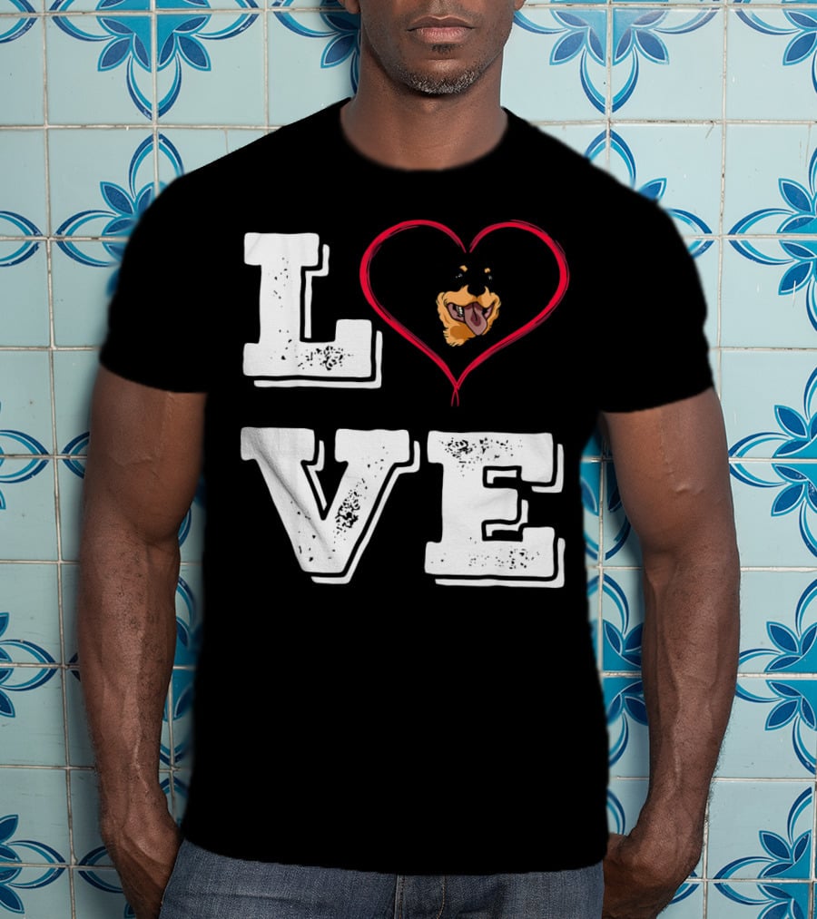 LOVE Rottweiler Lover Dog Heart Face T-Shirt
