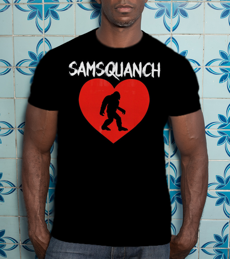 Samsquanch Heart Silhouette Valentines Day T-Shirt