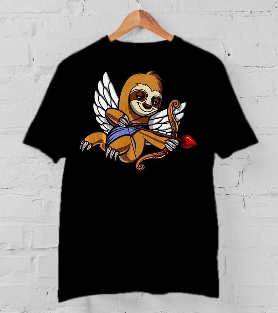 Sloth Cupid With Heart Arrow Valentines Day Love T-Shirt