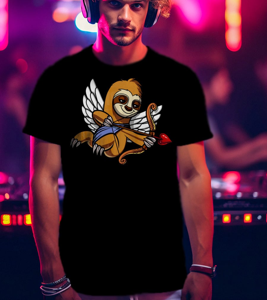 Sloth Cupid With Heart Arrow Valentines Day Love T-Shirt