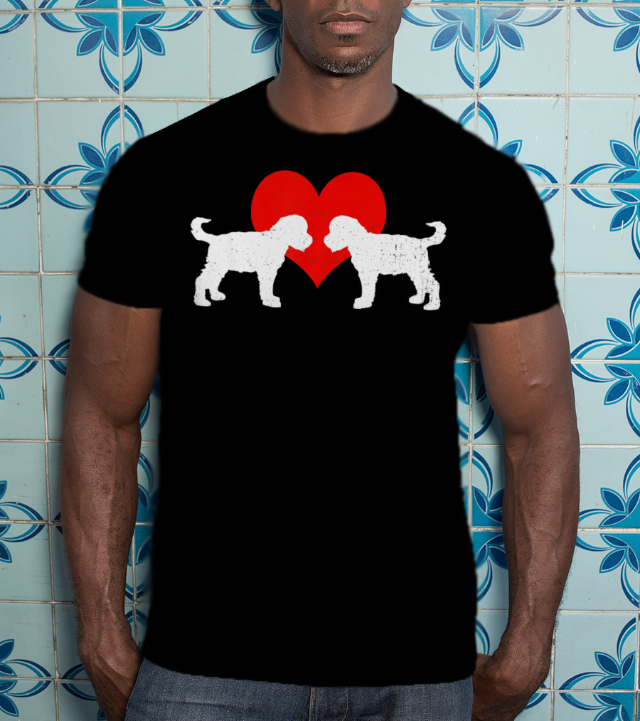 Schnoodle Heart Valentines Red Love Pair T-Shirt