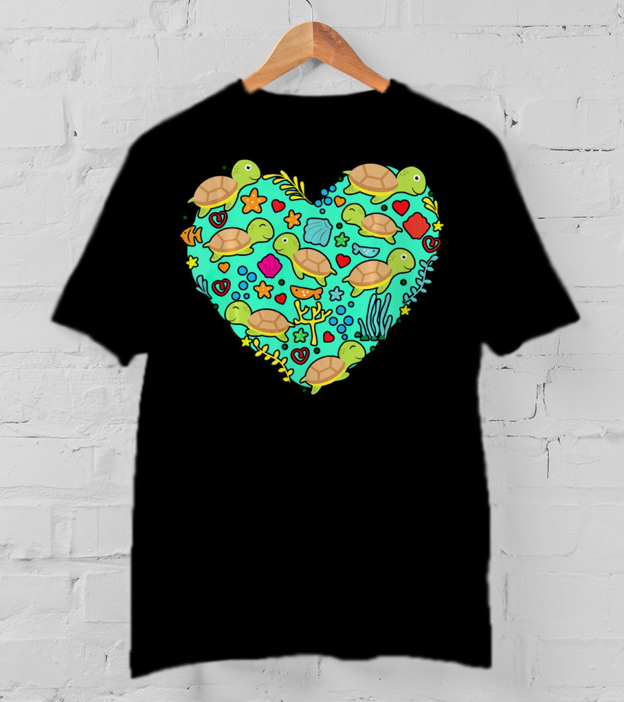 Sea Turtle Heart Valentine's Day T-Shirt