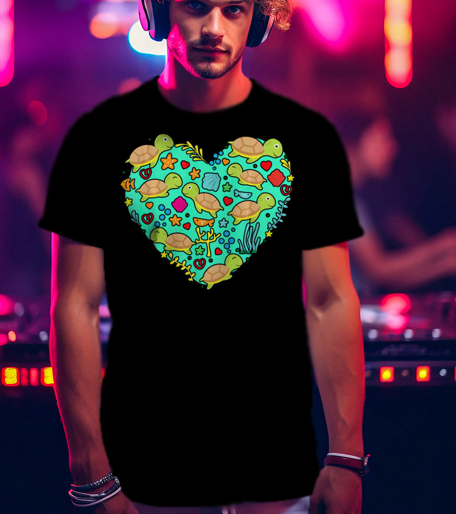 Sea Turtle Heart Valentine's Day T-Shirt