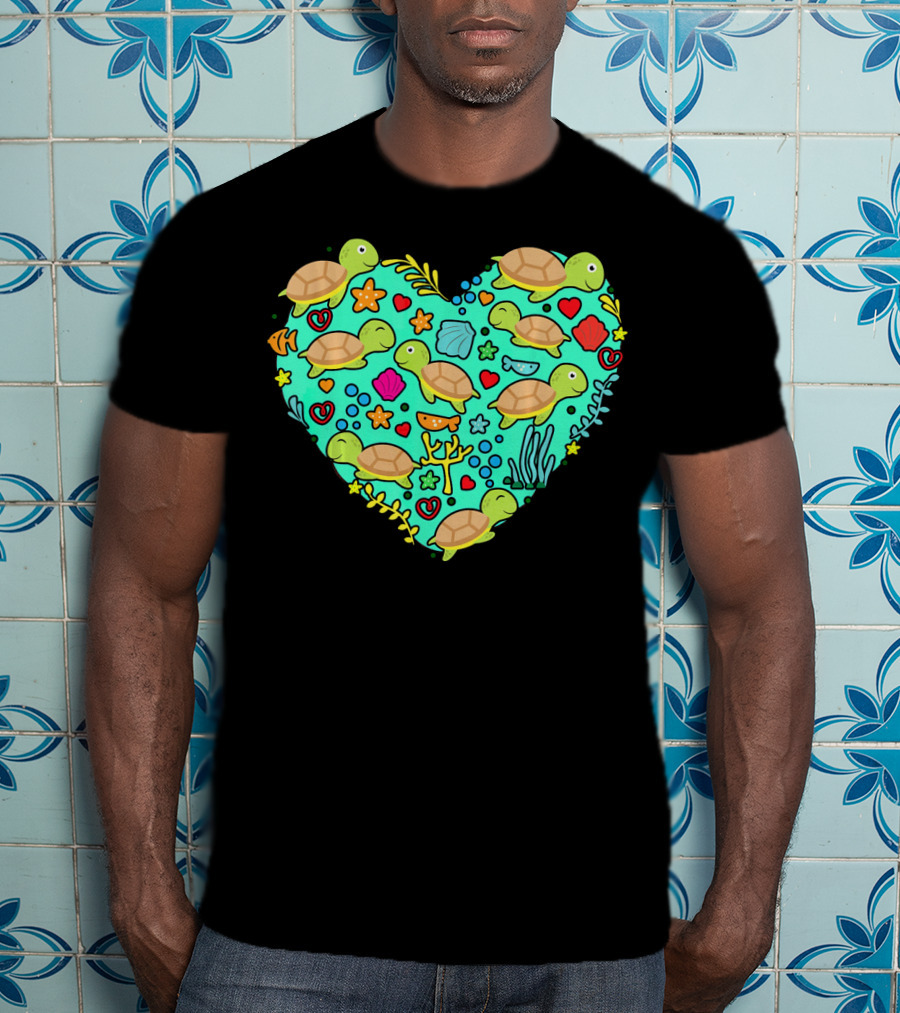 Sea Turtle Heart Valentine's Day T-Shirt