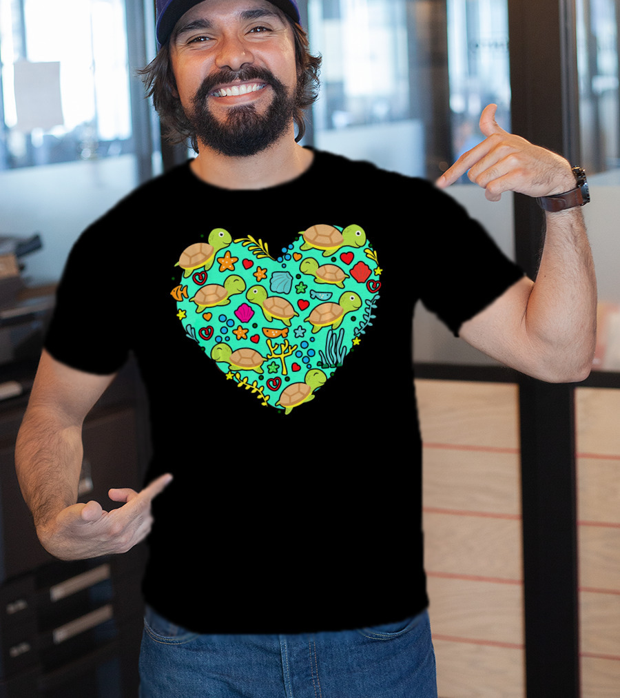 Sea Turtle Heart Valentine's Day T-Shirt